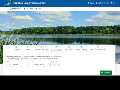 Screen grab of HCA Reservations site.